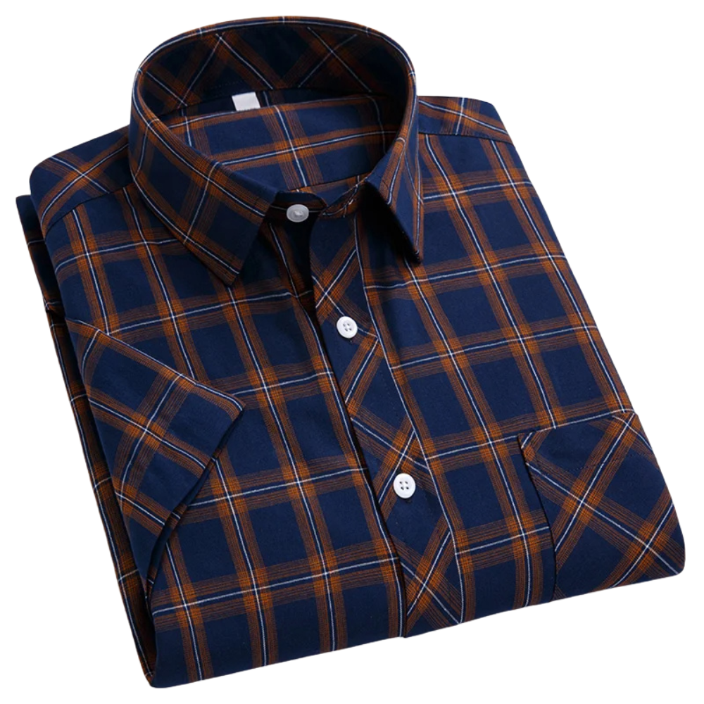 Camisa de algodón a cuadros de manga corta