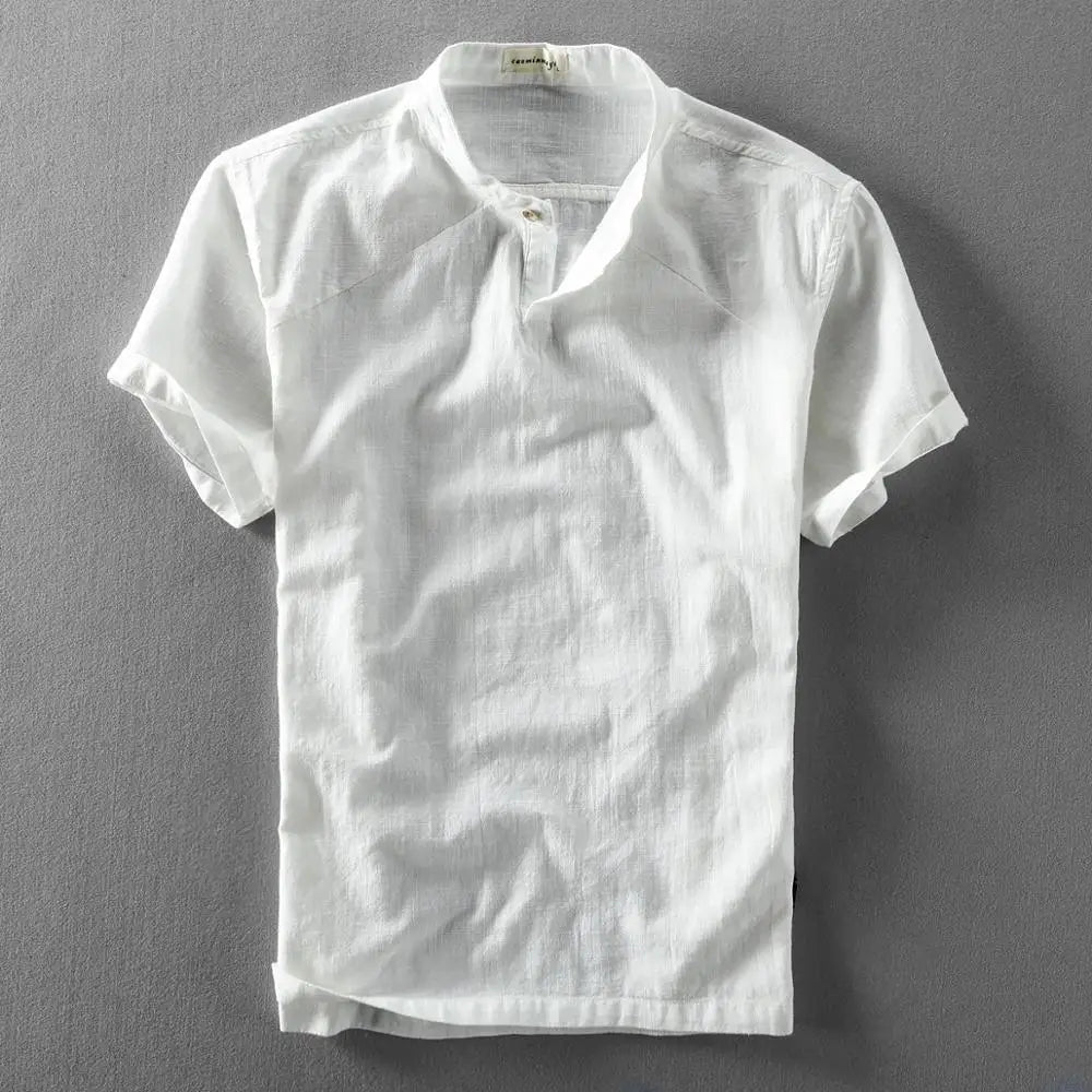 Elegante camisa de verano de algodón y lino