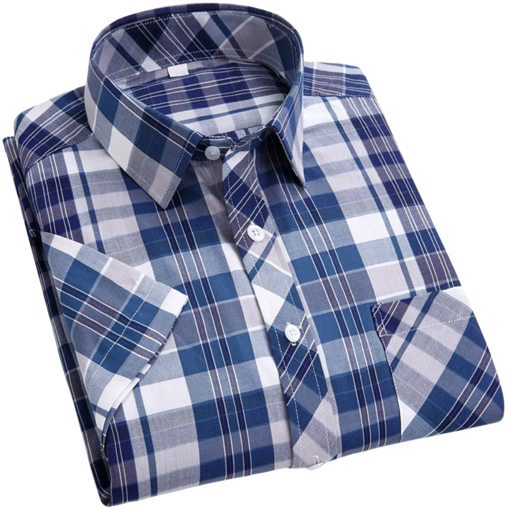 Camisa de algodón a cuadros de manga corta