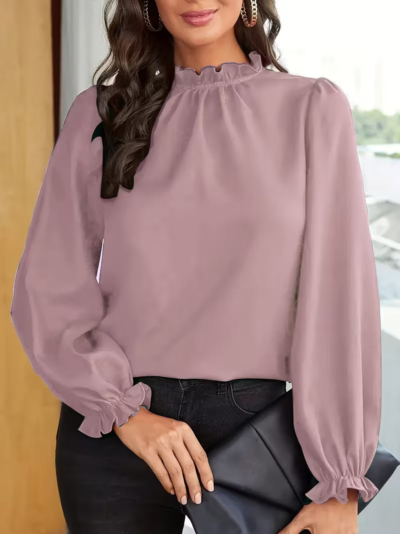 AURELIA – BLUSA CON CUELLO DE VOLANTES Y MANGAS ABULLONADAS