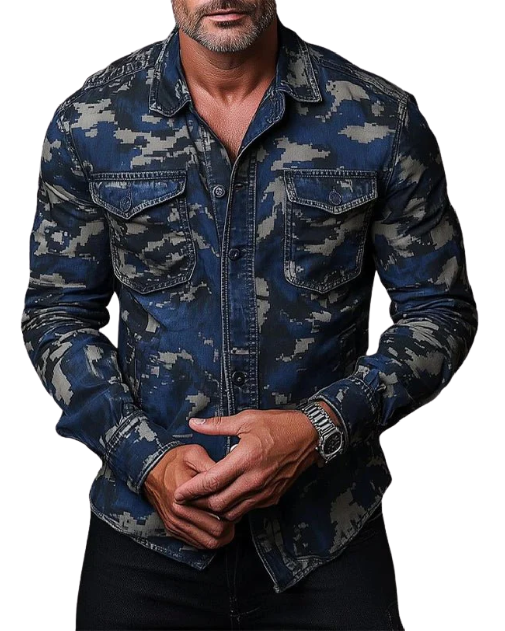Camisa elegante de camuflaje para hombre