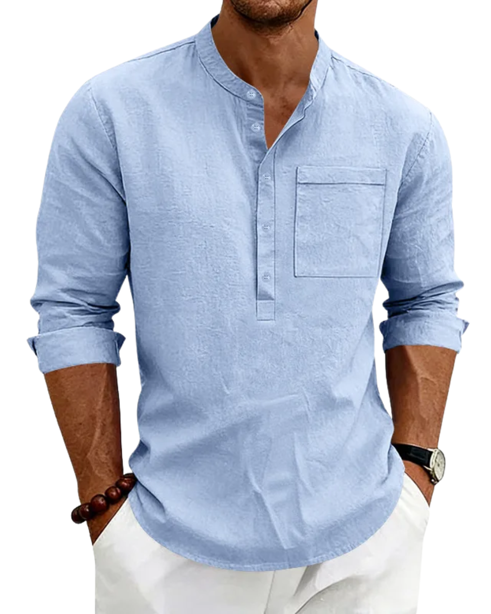 Camisa informal de lino para hombre