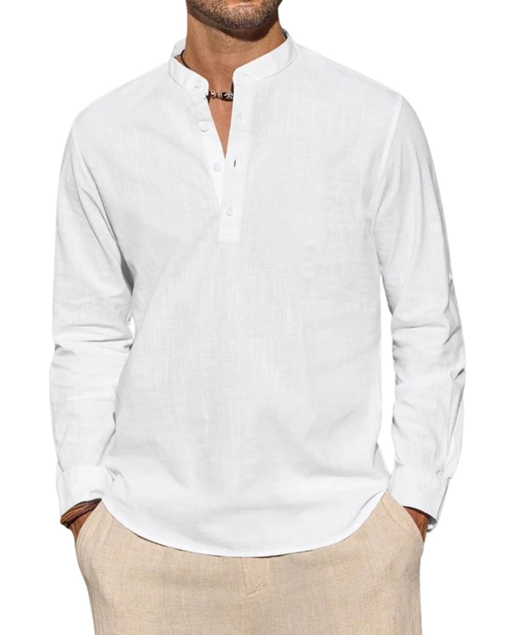 Elegante camiseta Henley de algodón