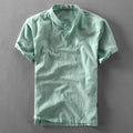 Elegante camisa de manga corta de algodón y lino
