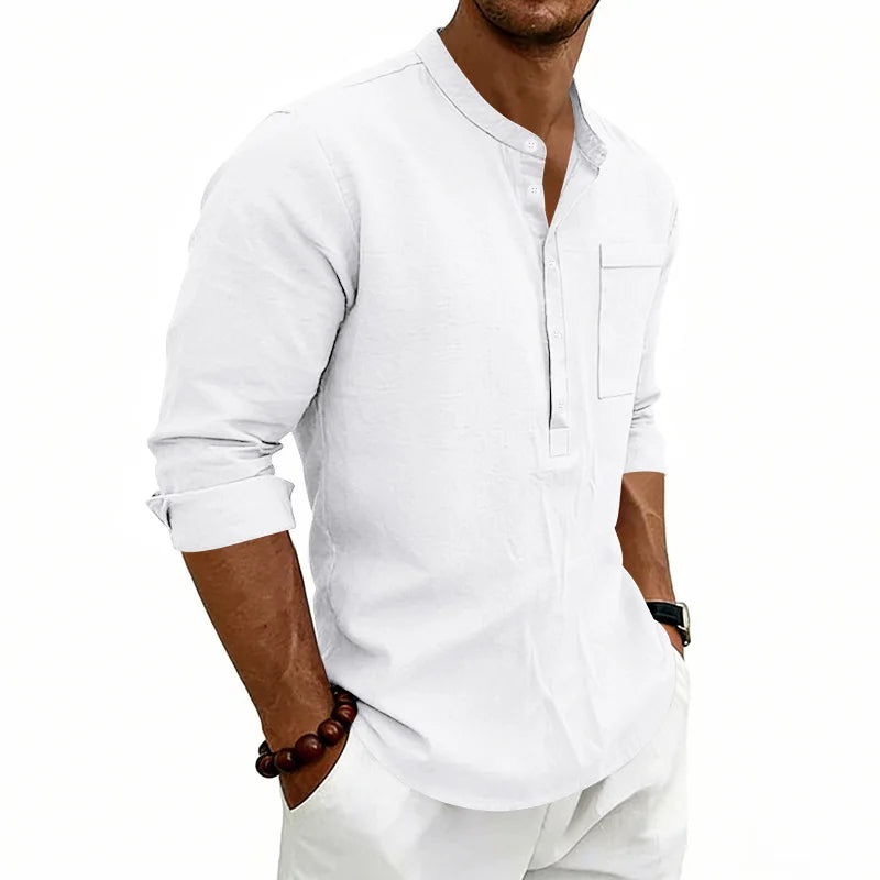 Camisa informal de lino para hombre