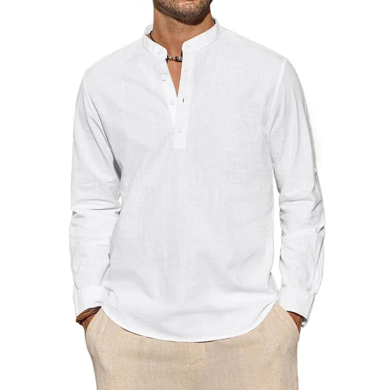 Elegante camiseta Henley de algodón
