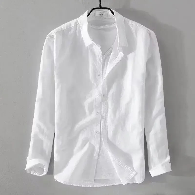 Camisa informal de algodón y lino