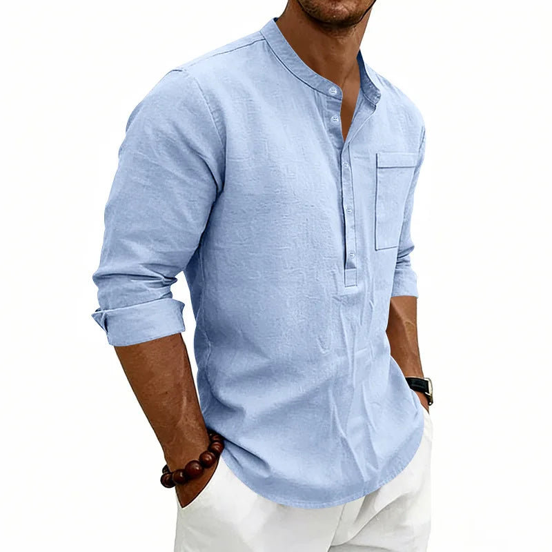 Camisa informal de lino para hombre