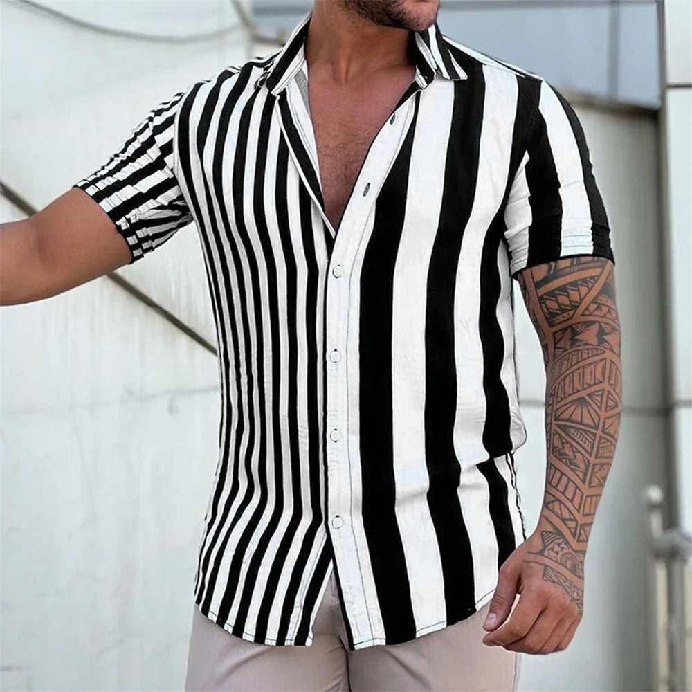 Camisa de verano de manga corta a rayas