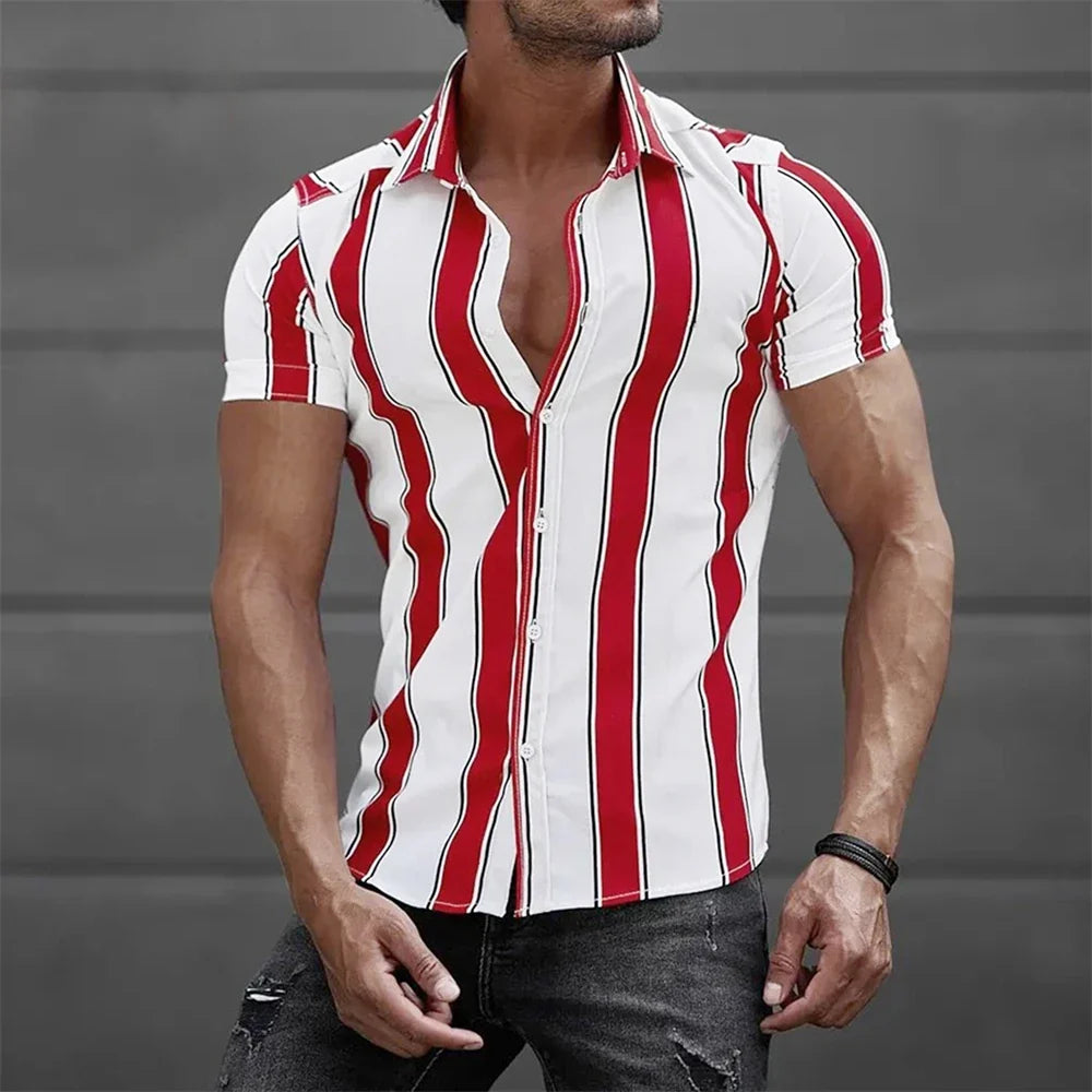 Camisa de verano de manga corta a rayas