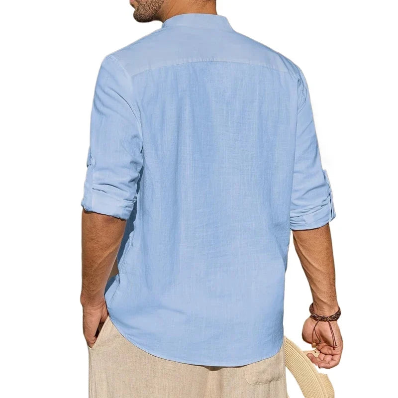 Elegante camiseta Henley de algodón