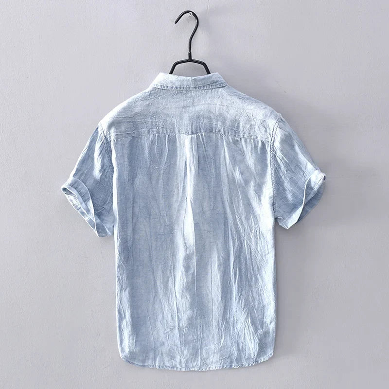 Elegante camisa de lino de estilo japonés