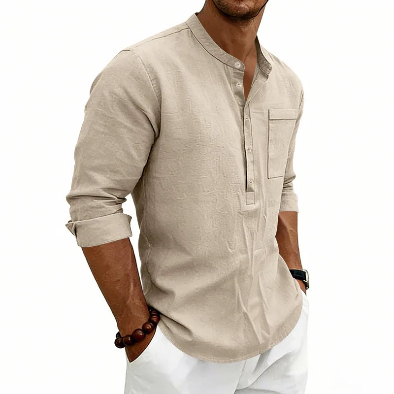 Camisa informal de lino para hombre
