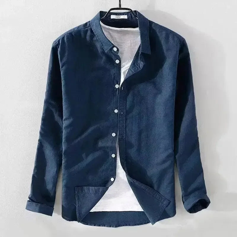 Camisa informal de algodón y lino