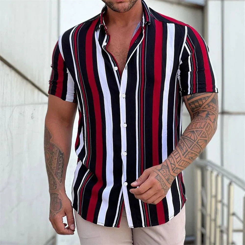 Camisa de verano de manga corta a rayas