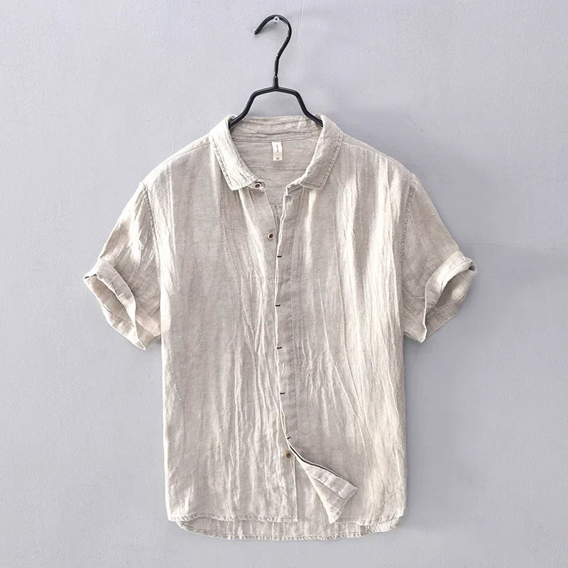 Elegante camisa de lino de estilo japonés