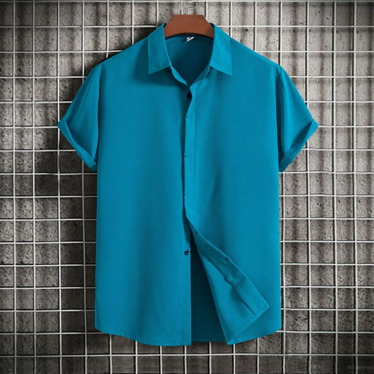Camisa de manga corta de algodón y lino