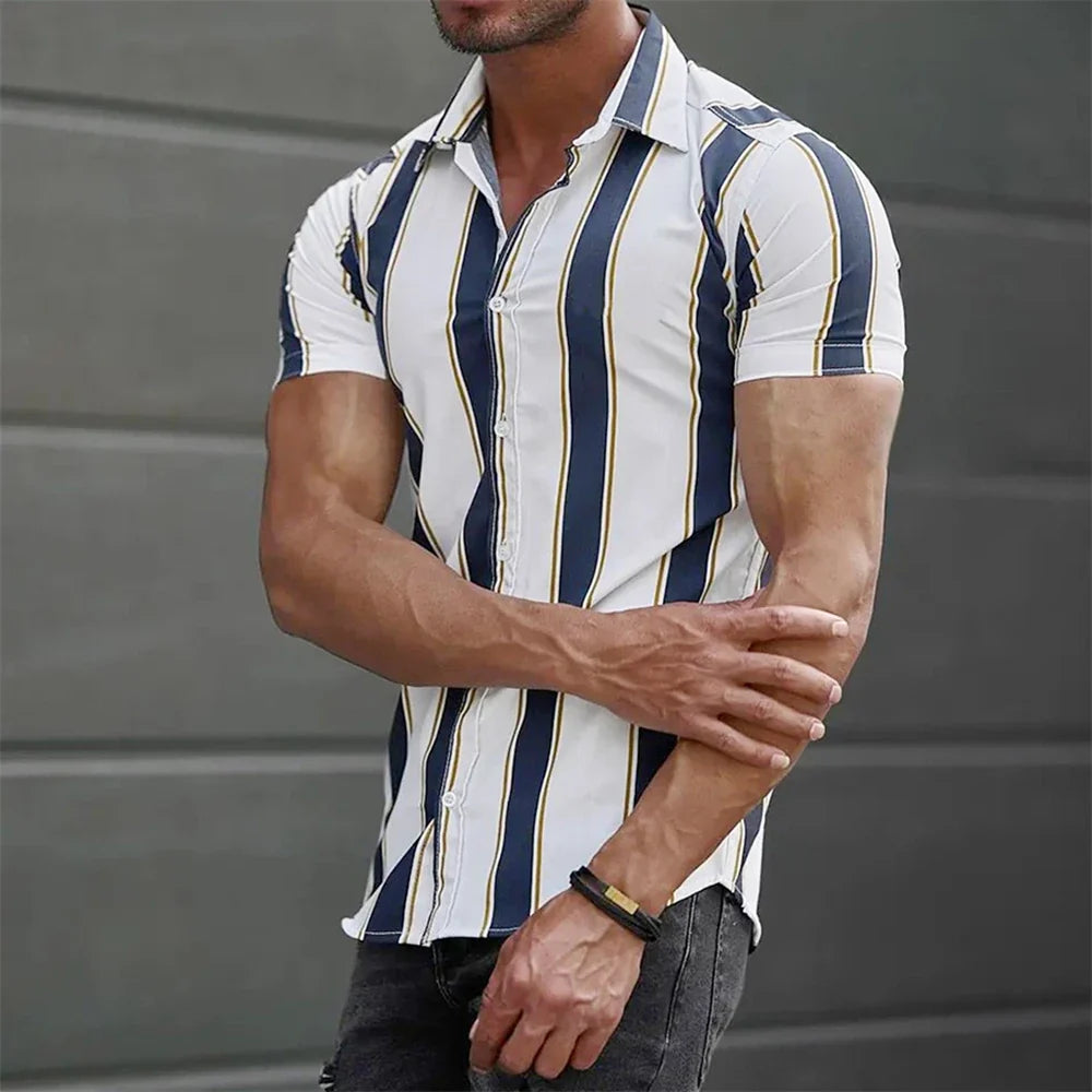 Camisa de verano de manga corta a rayas