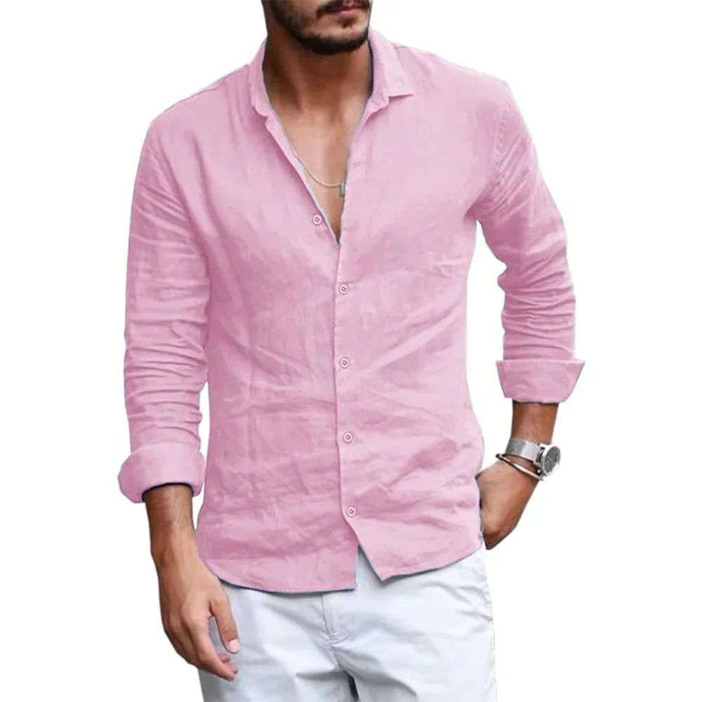 Elegante camisa de verano de algodón y lino