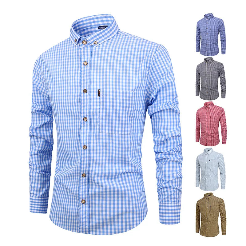 Elegante camisa de algodón a cuadros