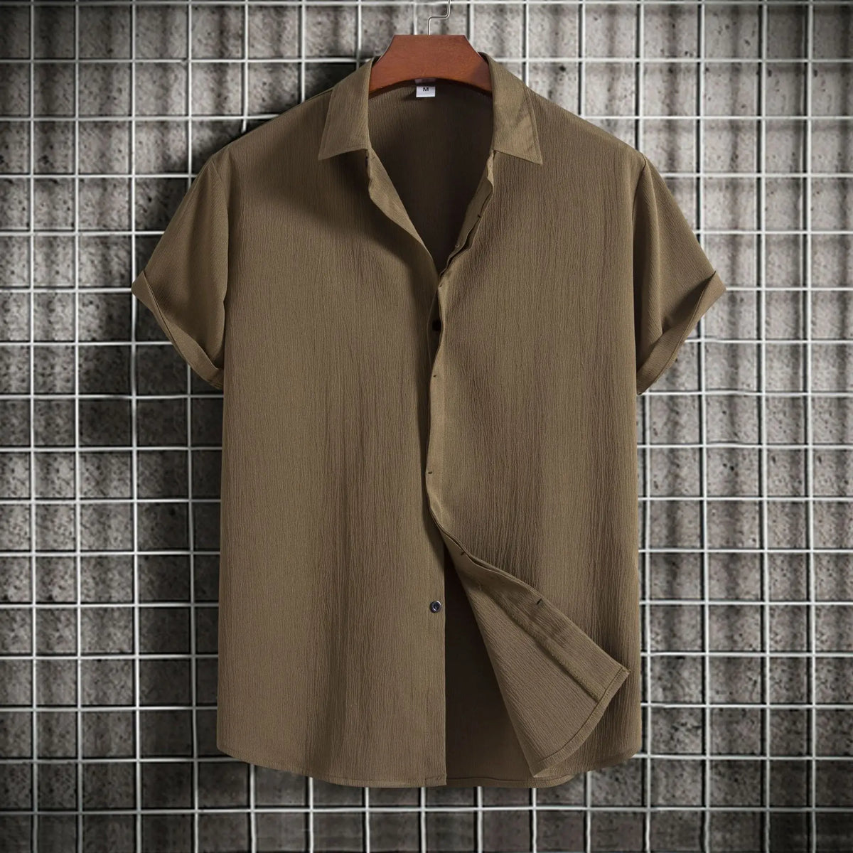 Camisa de manga corta de algodón y lino