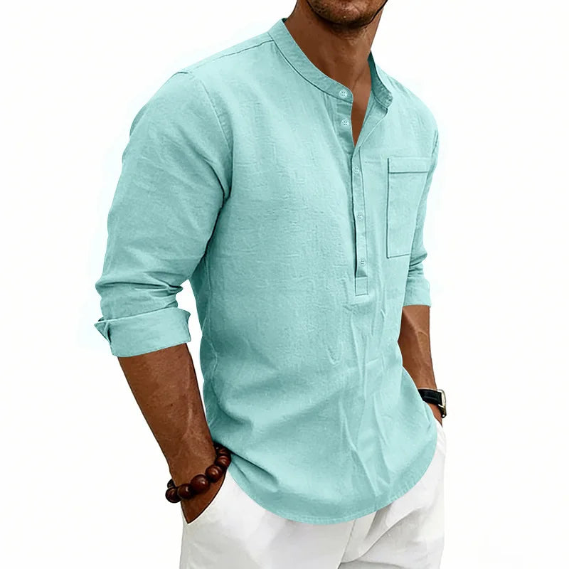 Camisa informal de lino para hombre