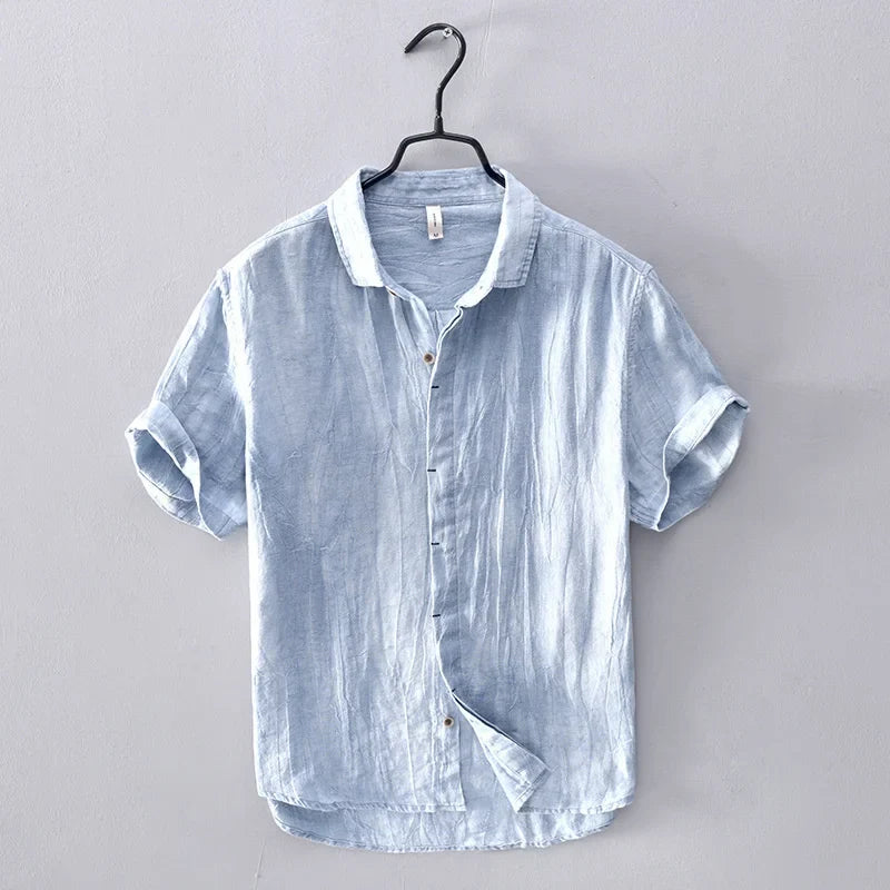 Elegante camisa de lino de estilo japonés