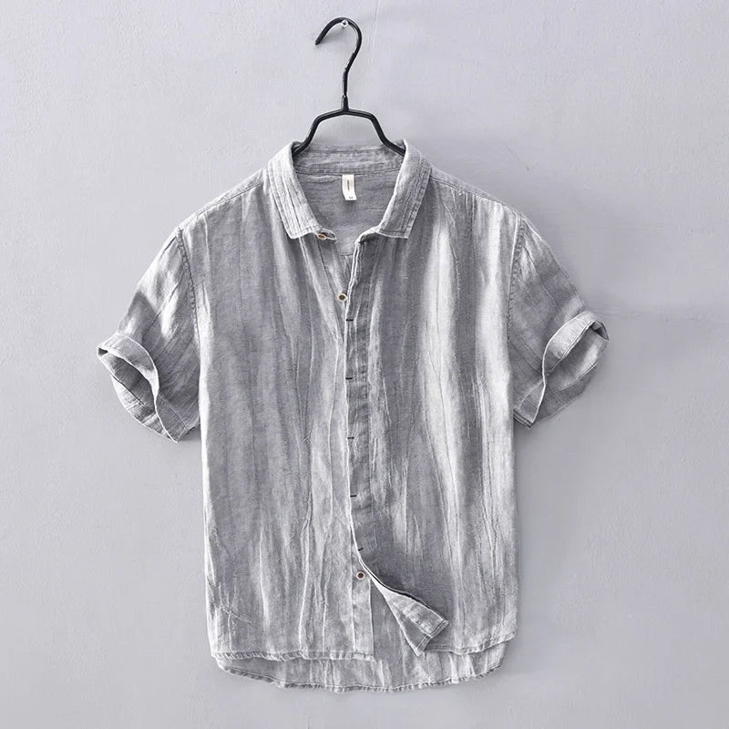 Elegante camisa de lino de estilo japonés