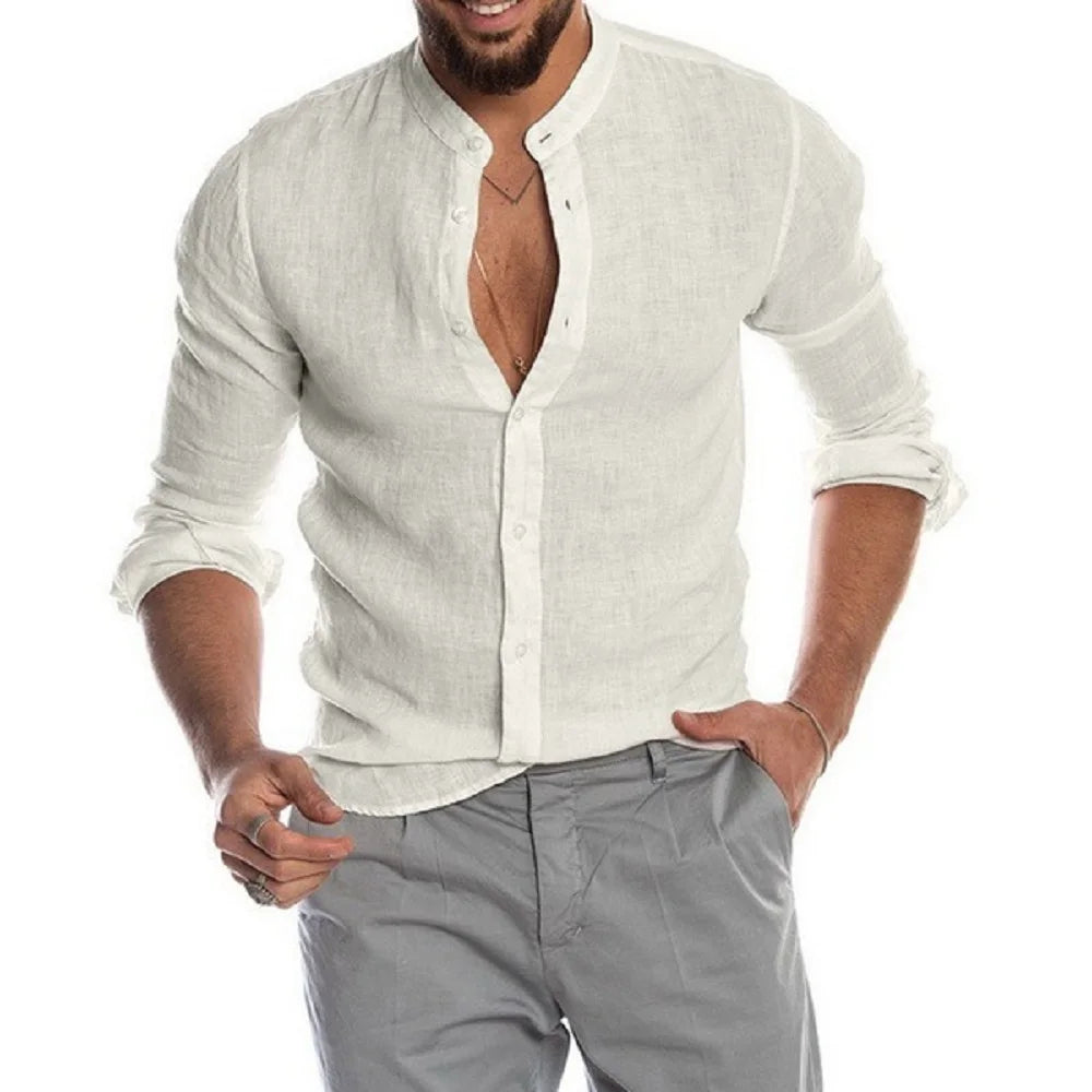 Camisa de algodón y lino