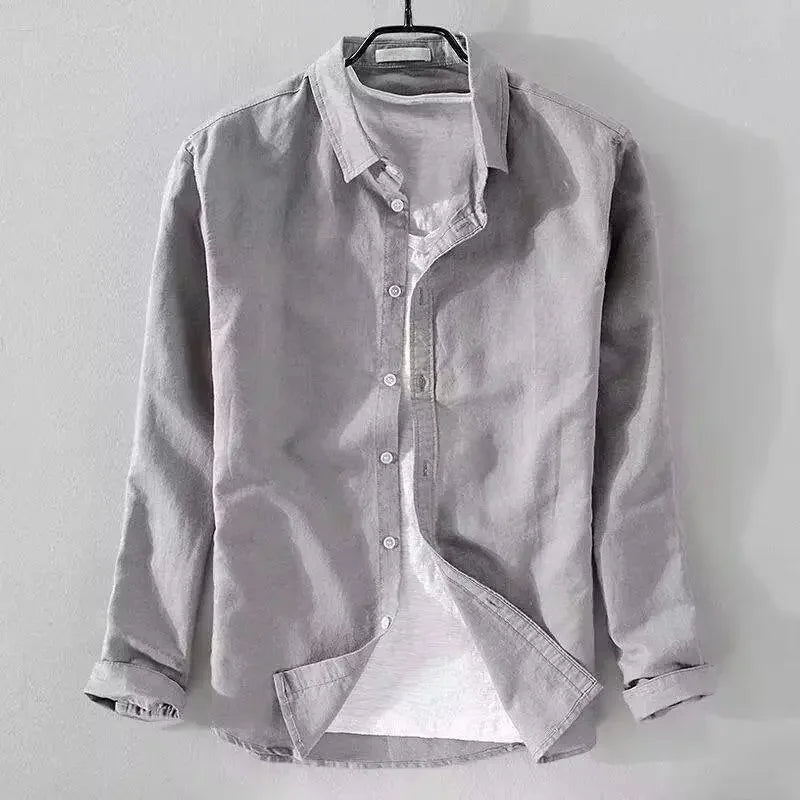 Camisa informal de algodón y lino