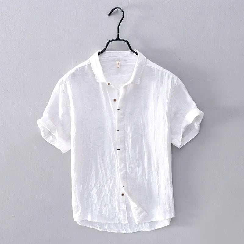 Elegante camisa de lino de estilo japonés