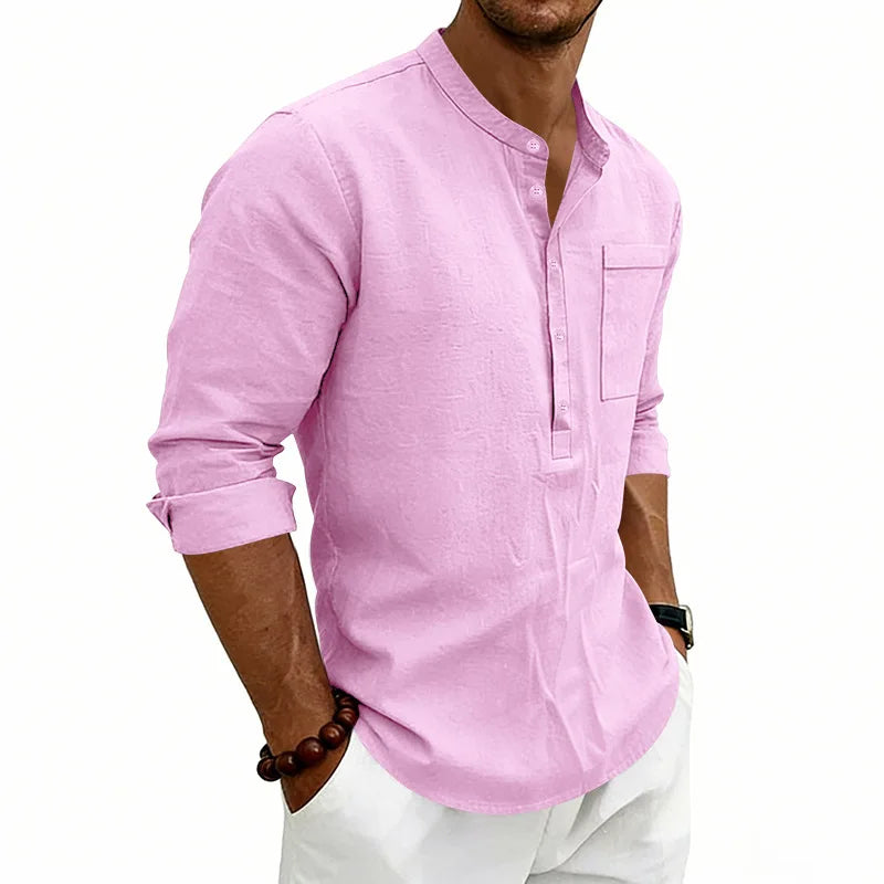 Camisa informal de lino para hombre