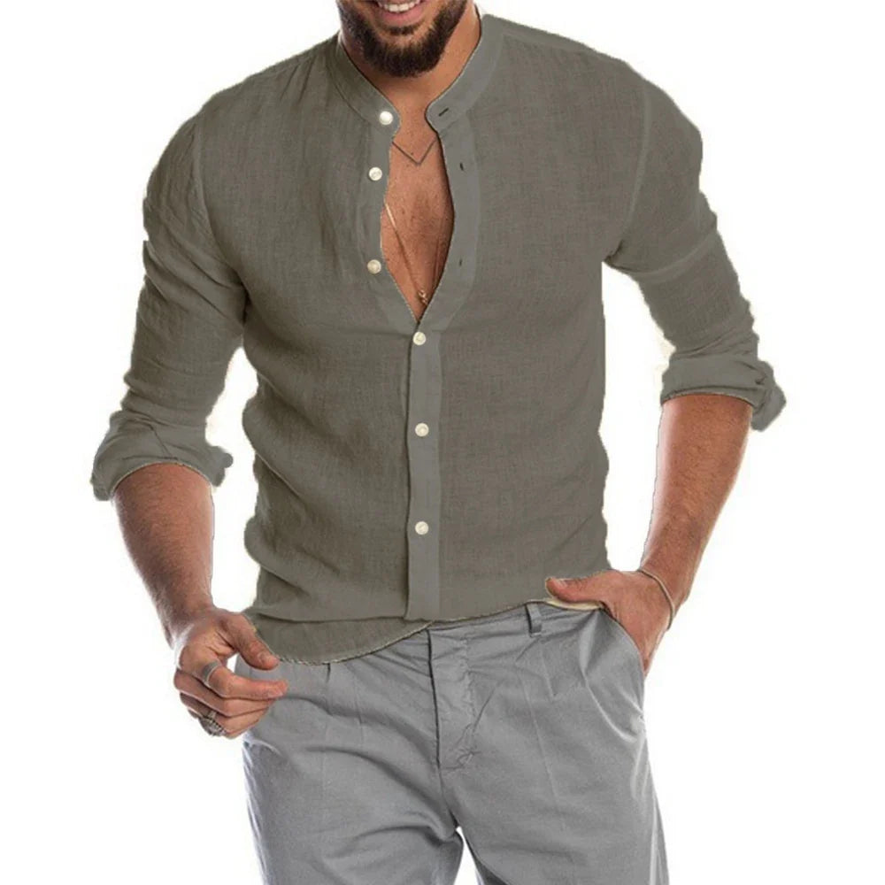 Camisa de algodón y lino