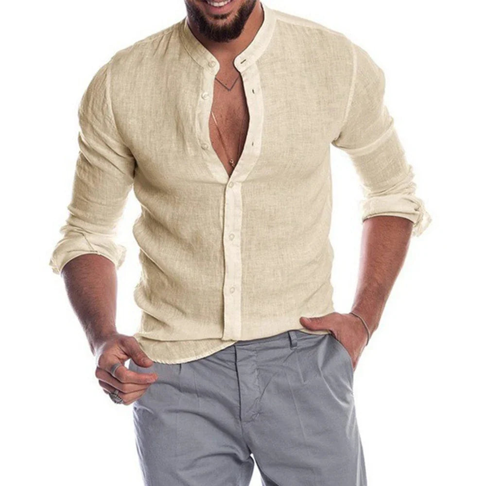 Camisa de algodón y lino