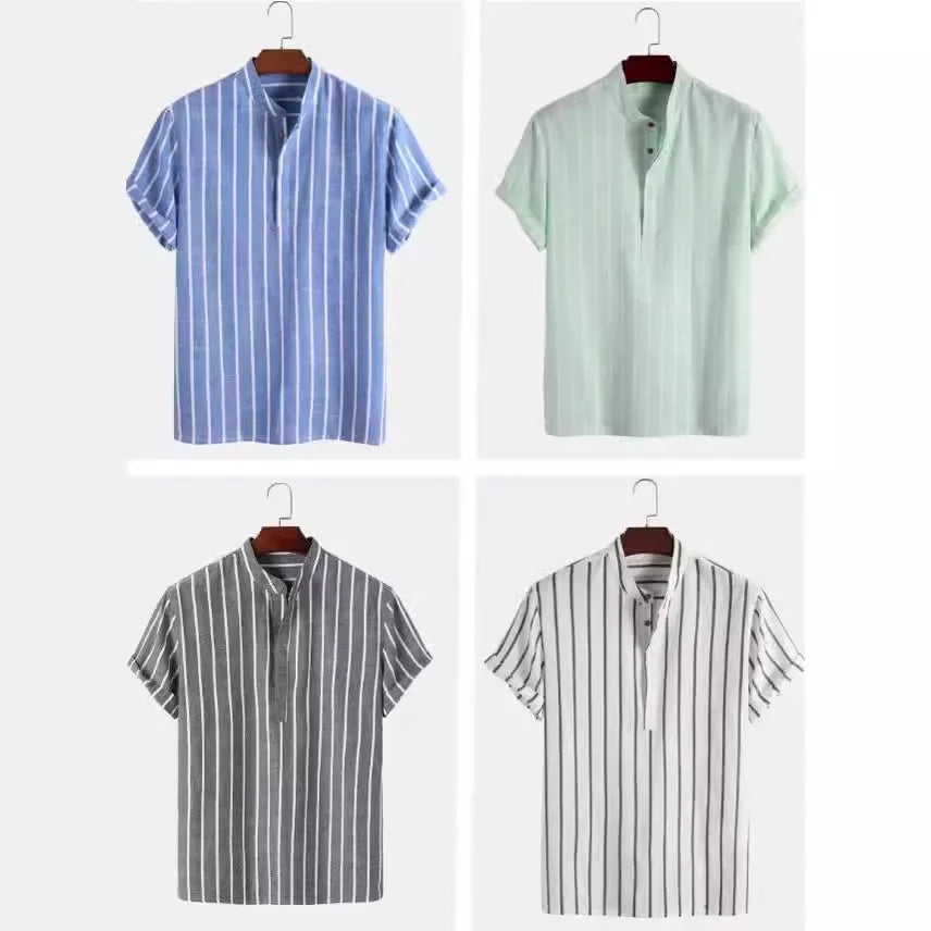 Elegante camisa a rayas de manga corta