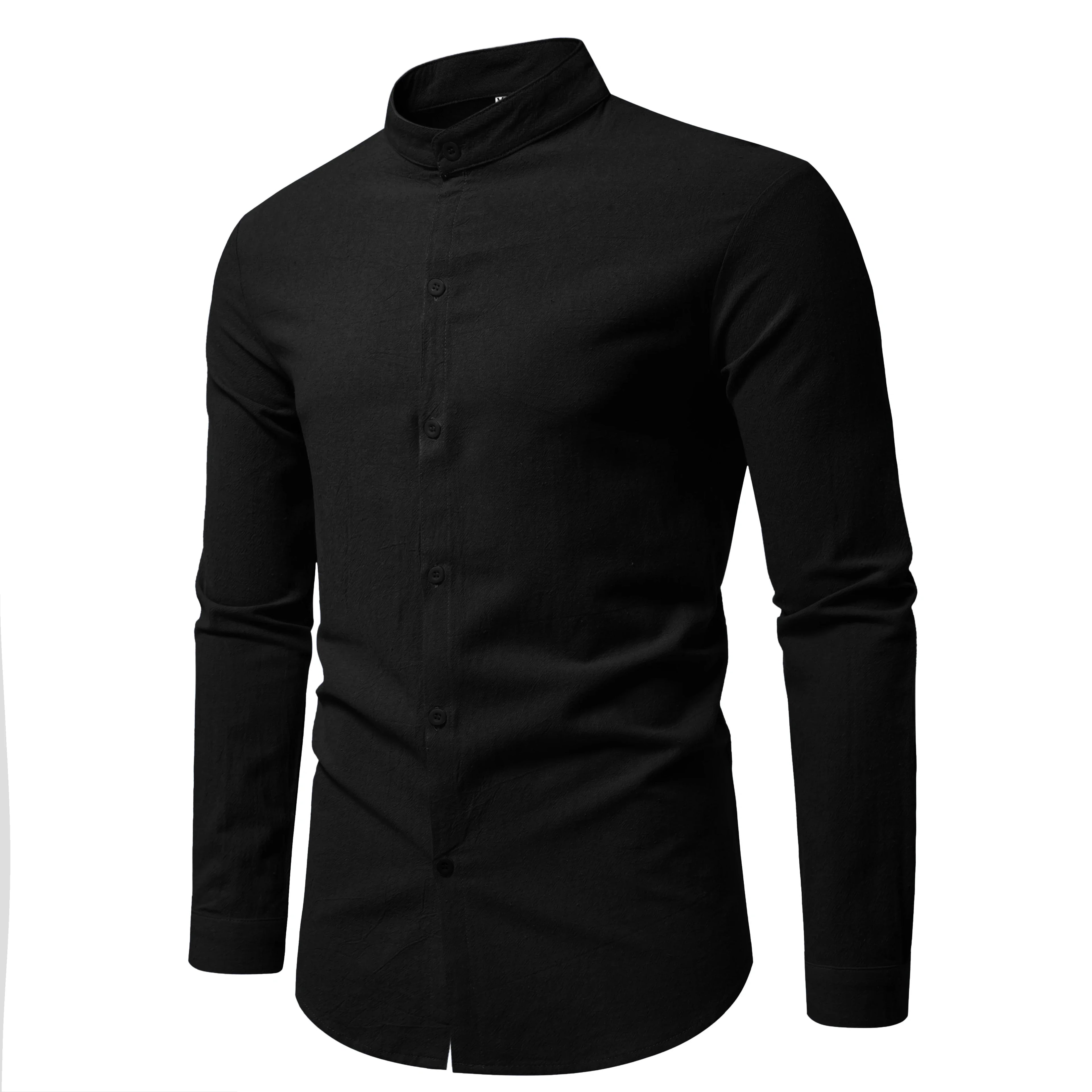 Camisa de algodón con cuello alto