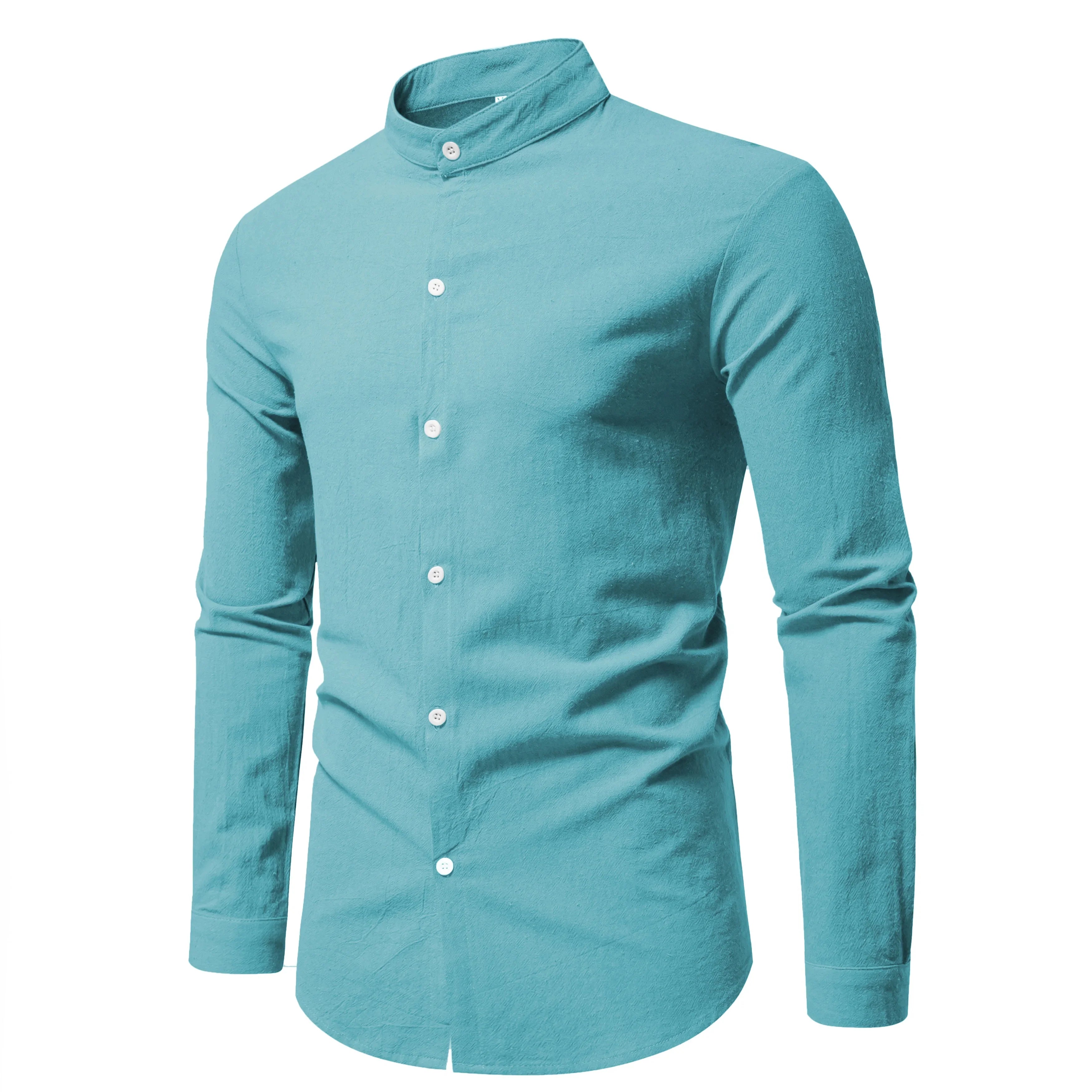 Camisa de algodón con cuello alto