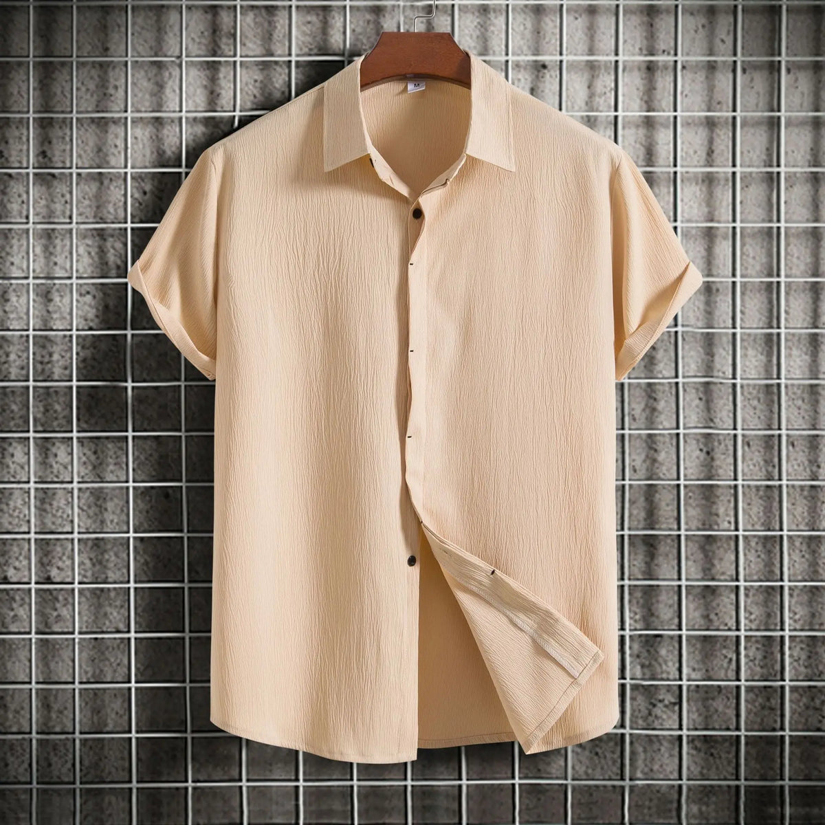 Camisa de manga corta de algodón y lino