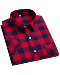 Camisa de algodón a cuadros de manga corta