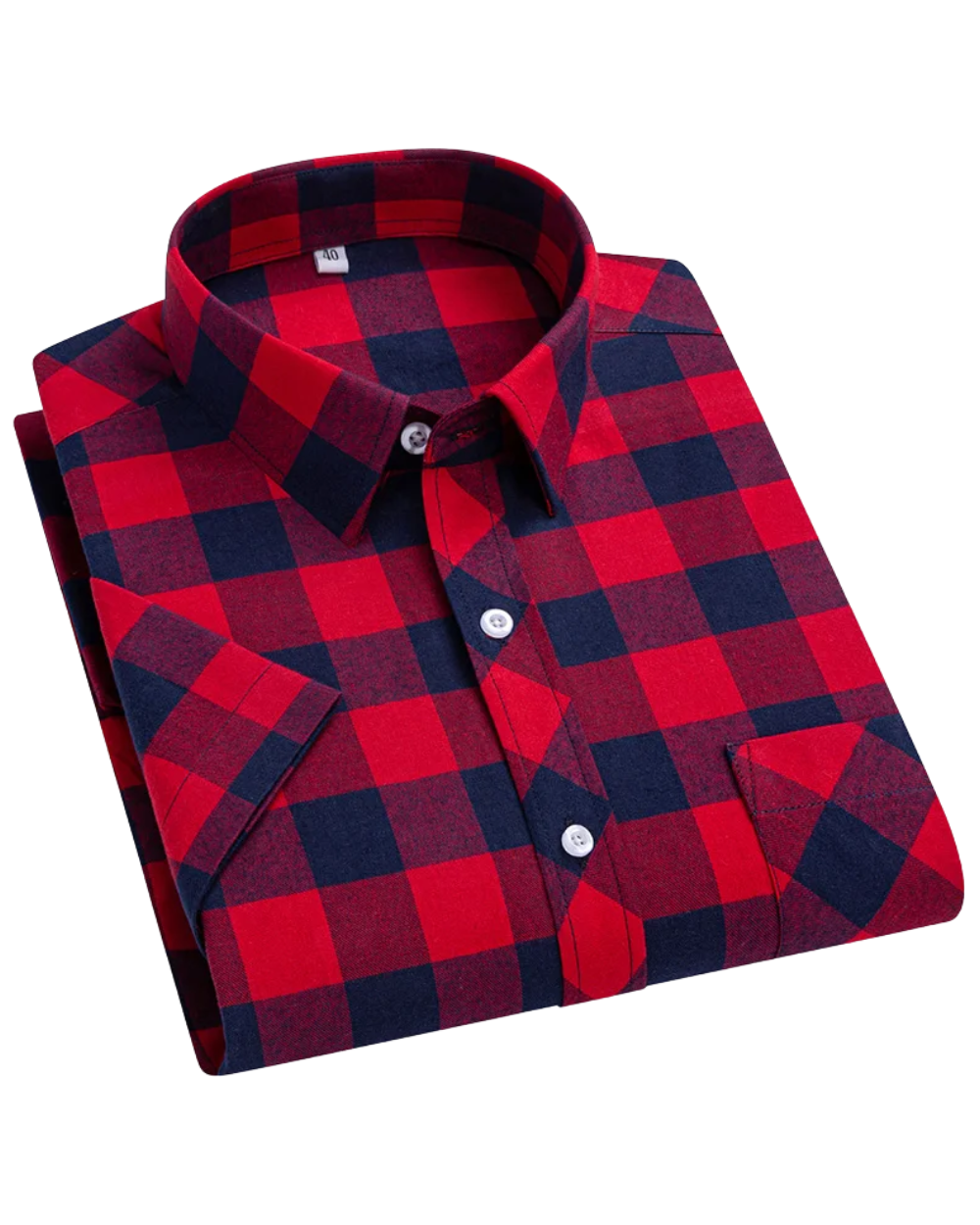 Camisa de algodón a cuadros de manga corta