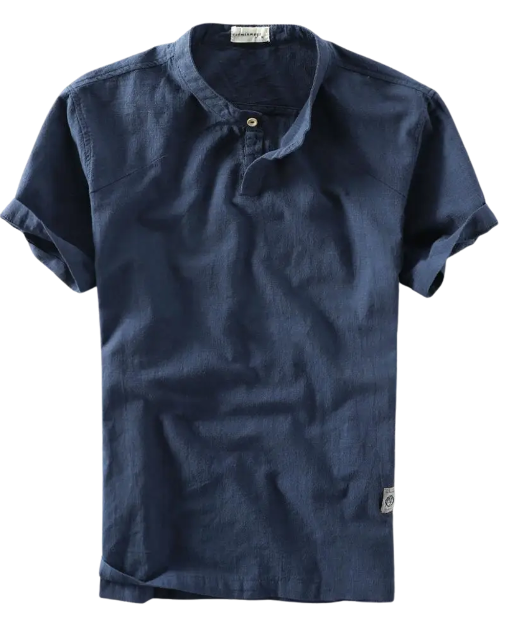 Elegante camisa de manga corta de algodón y lino