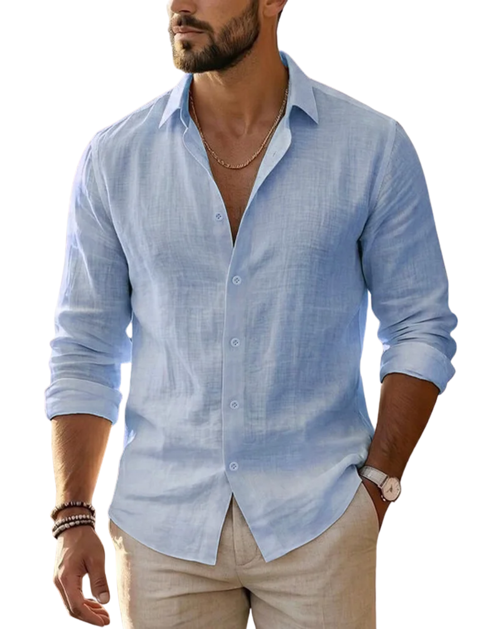 Camisa elegante de algodón y lino
