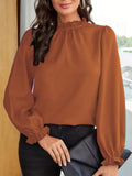 AURELIA – BLUSA CON CUELLO DE VOLANTES Y MANGAS ABULLONADAS