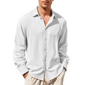 Camisa informal de algodón y lino para hombre